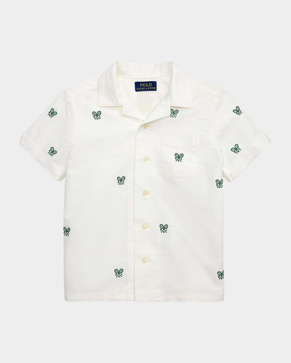 Boy's Tennis Embroidered Oxford Shirt, Size 2-7